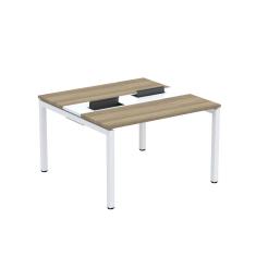 Mesa Plataforma Dupla Com Pé De Aço Para Coworking 120x120 Pdc12-12-2p Noce Naturalle-branco