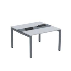 Mesa Plataforma Dupla Com Pé De Aço Para Coworking 120x120 Pdc12-12-2p Cinza-grafito