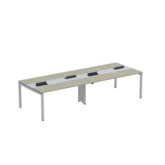 Mesa De Plataforma Dupla Para 4 Pessoas Corporativa 160x120-4p Pdc16-12-4p Nogueira Casablanca-cinza