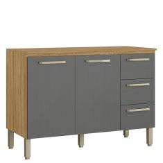 Balcão Gabinete De Pia 120 Cm Com Tampo Ametista Kits Paraná Freijó Gris