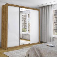 Guarda Roupa Isabela Casal 3 Portas de Correr Com Espelho Luxo Carioca