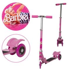 Patinete Infantil Rosa Barbie Feminino de Ferro Reforçado - TOYS 2U