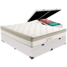 Cama Box Baú Branco E Colchão King Best Molas Ensacadas Queen 158x198x