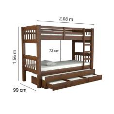 TRELICHE MADEIRA MACIÇA - ITÁLIA COM 3 GAVETASmod02