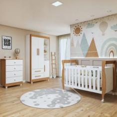 Quarto de Bebê Completo com Cômoda, Berço e Guarda Roupas Mia - Tigus 
