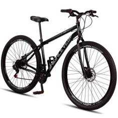 Bicicleta Aro 29 Aço Carbono Highlevel Freios a Disco 21 marchas, Pret