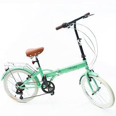 Bicicleta Dobrável Echo Vintage, aro 20, Shimano 6 Velocidades Fênix Green