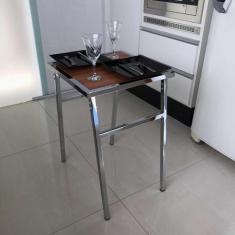 Mesa Pequena Quadrada Cromada Para Cozinhas De Apartamento - Metalcrom