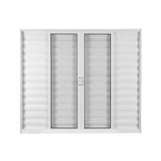 Janela de Alumínio Veneziana de Correr 100x120cm 6 Folhas 2 Fixas com Vidro Liso Linha Soft MGM Branco