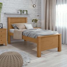 Cama Lopas Quarto Solteiro 90 cm Athenas Com Cabeceira Sem Cama Auxiliar Marrom Madeira