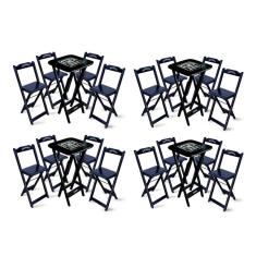 Kit 4 Conjuntos De Mesa Bistrô Dobrável Jack Daniel`s Com 4 Banquetas De Madeira Preta - Cor: Preto