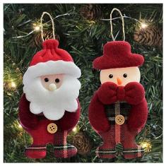 Kit 12 Peças Enfeite Árvore Natal Pendente Papai Noel Boneco De Neve 14cm