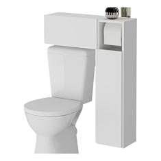 Armário Banheiro para Vaso Sanitário c/Suporte Papel Higiênico e 2 Portas Multimóveis Mp5028 Branco