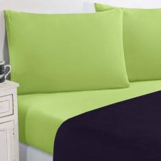 Jogo De Cama Malha Lençol 100% Algodão Gran Moratta 4 Peças Casal - Roxo-verde Pistache