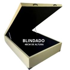 Cama Box Baú Casal Blindado com 48cm de altura total - Corino 