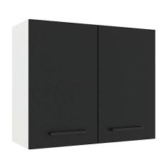 Armário Aéreo Madesa Agata 80 cm 2 Portas - Branco/preto