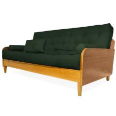 Sofá Cama Paris Sarja Madeira Nobre Natural - Verde Militar