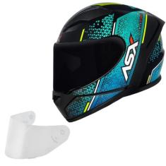 Capacete Masculino Asx City Storm Azul Moto + Viseira Fume, Preto Azul