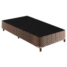 Cama Box Base Solteiro  Sommier Rústico Bordado Brown (88x188x30) - Pa