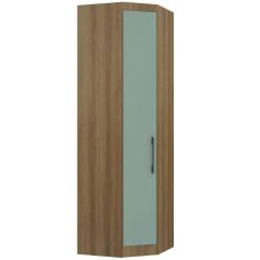 Guarda Roupa De Canto Diagonal Modulado 70cm 1 Porta Paris Luciane Móveis Avelã Pf Com Verde Pf