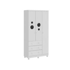 Guarda Roupa Bebê Moveis Peroba Bolinha 03 portas 03 gav MDF, Branco