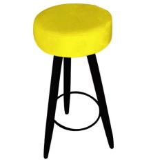 Banqueta Alta Flora Pés Palito em Madeira Preto  Bar Bistrô Cozinha  S