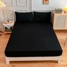 Jogo de Cama Soft Toque 100% Acetinado Clean - DECORALAR, Queen, Preto