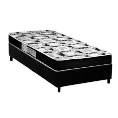 Cama Box Solteiro: Colchão Espuma Luckspuma D28 Celebrity Pro + Base Crc Suede Black(88X188)