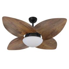 Ventilador De Teto Volare Preto Vidro Dunamis Imbuia 220V