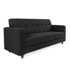 Sofá 03 Lugares Arezzo Suede Pés Chanfrado Tabaco - D'rossi Cor Preto