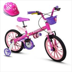 Bicicleta para menina Top Girls Aro 16 Nathor com Capacete Rosa