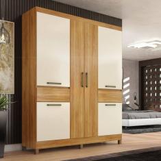 Guarda-Roupa Casal Mauá 6 Portas 2 Gavetas Cinamon/Off White - Demóbile