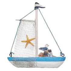 Miniatura Barco Navio De Madeira Veleiro Decoração Náutica  – 14,5cm