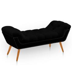 Recamier Estofada Casal Queen Ayla Veludo Preto