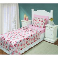 Lençol Infantil De Menina Jogo De Cama Solteiro 3Pçs Cupcake
