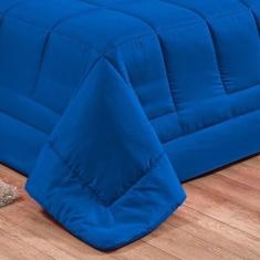 Kit Edredom Casal Queen Dupla Face 03 Peças Azul Royal