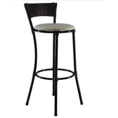 Banqueta Alta Forts Fibra Sintética Aço Tabaco Branco Gelo