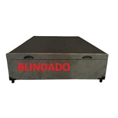 Cama Box Baú Casal Blindado Suede Cinza Com Pistão A Gás