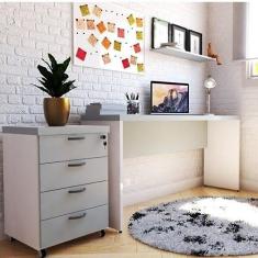 Mesa de Escritório Natus 40mm 160 Bramov Móveis Branco/cinza Cristal