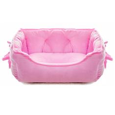 pawstrip Linda cama de cachorro princesa, almofada macia e respirável para gatos de estimação com laço para cães pequenos, fundo impermeável, autoaquecimento, lavável na máquina (rosa)