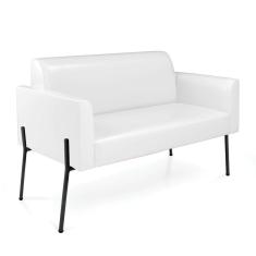 Sofá Namoradeira 2 Lugares Pé de Ferro Preto para Sala Marisa Corano Branco D03 - D`Rossi