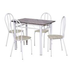 Conjunto De Mesa Monique Com 4 Cadeiras Branca Rattan