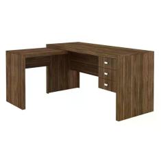 Escrivaninha 03 Gavetas Reversível Me4106 Nogal Tecno Mobili