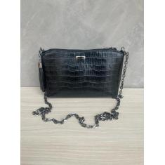 Bolsa Feminina Transversal Croco Festa Balada Alça Corrente Reforçada 