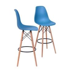 Kit 02 Banquetas Boxbit Dkr Eames Pp Azul Petroleo