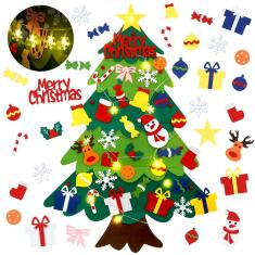 Árvore de Natal de feltro YEAHBEER 1m com 32 enfeites para crianças