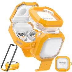 RFUNGUANGO [Versão atualizada, alta transparência, capa protetora de suporte, design de trava] Adequada para Samsung Galaxy Buds 2 Pro/Buds Pro/Buds Live/Buds 2 Capa protetora/Galaxy Buds FE (2023),