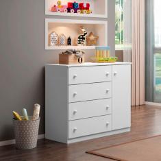 Cômoda Infantil 4 Gavetas 1 Porta Helena Phoenix Baby - Branco