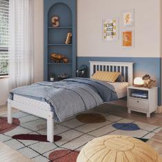 Cama de Solteiro Júlia de Madeira Maciça com Lastro