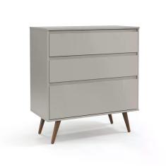 Cômoda Infantil Retrô Clean 3 Gavetas - Matic Móveis Cinza/Eco Wood